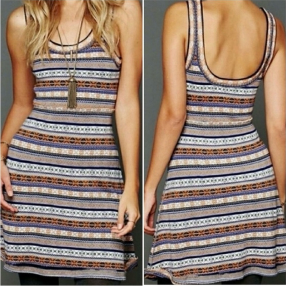 Free People EUC Fair Isle Tank Sweater Dress M